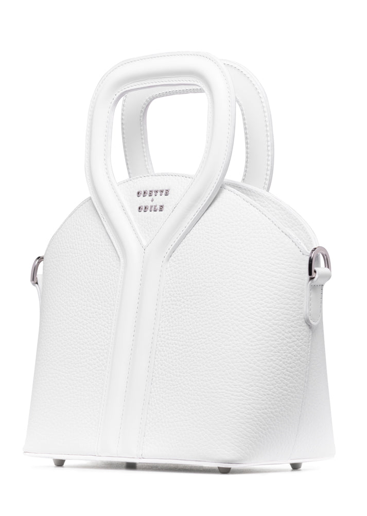 White Pebbled Signature Bag